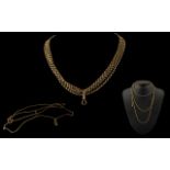 Victorian Period Ladies Good Quality 9ct Gold Muff Chain marked for 9ct gold. Excellent length