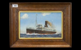 Norman Wilkinson Print 'Ambrose', sail/steam passenger ship, named 'Ambrose',