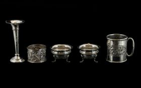 Small Mixed Lot of Silver to include a bud vase, hallmarked for 1907, embossed napkin ring,