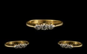 18ct Gold 3 Stone Diamond Set Dress Ring, Marked 18ct. Ring Size - N. Good Sparkle. 2.7 grams.