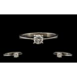 18ct White Gold Single Stone Diamond Set Ring, The Single Round Brilliant Cut Diamonds In