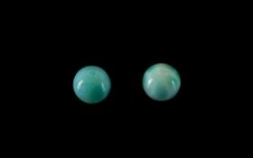 Larimar Globe Stud Earrings, 3.5cts of the mottled sky blue stone, mined in the Dominican