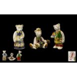 Royal Crown Derby Handpainted Ceramic Bear figural Paperweights (3). No stoppers. Dates 2002,