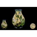 Moorcroft Tubelined & Contemporary Designed Vase decorated in the strawberry plant and butterfly