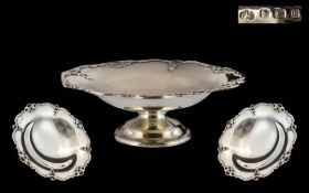 Elkington & Co Attractive Sterling Silver Fruit Bowl with Open worked Case Borders and Raised on a