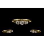 18ct Gold and Platinum Nice Quality 3 Stone Diamond Set Ring. c.1920's. The Diamonds of Good Sparkle