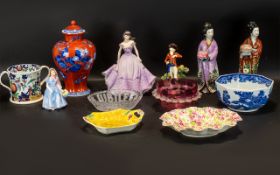 A Collection of Porcelain & Glassware to include a Coalport Age of Elegance 'Lavendar Walk' figure;