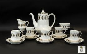 Paragon 'Symmetra' Pattern Coffee Service Thirteen pieces in total to include coffee pot, six