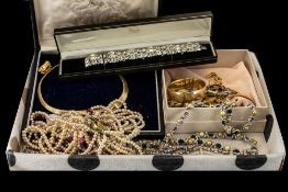 Collection of 1920's - 1960's Costume Jewellery - including a white diamante panelled bracelet,