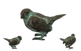 Bronze Bird Figure. Bird figure in standing form, nicely cast, would have been cold painted, paint