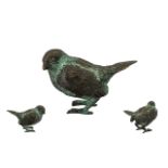 Bronze Bird Figure. Bird figure in standing form, nicely cast, would have been cold painted, paint