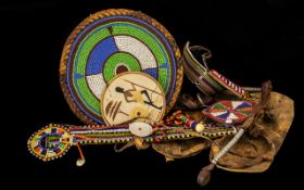 A Collection of Native Art to include bead work jewellery, coasters,