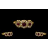 Edwardian Period Well Made and Attractive 18ct Gold Ruby and Diamond Set Dress Ring of pleasing