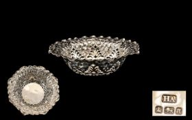 A Silver Pierced Dish with embossed floral pierced decoration. Hallmarked for Sheffield A - 1893.