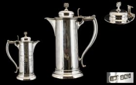 Edwardian Period Superb Quality Ecclesiastical Solid Silver Claret Jug of Pleasing Form /