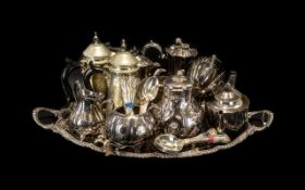 A Quantity of Silver Plated Table Ware to include a large two handled serving tray 28 inches wide,