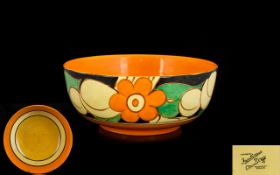 Clarice 1930's - Art Deco Large Hand Painted Footed Holborn Bowl ' Fantasque ' Range ' Floreat '