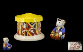 Carlton Ware - Uncommon Hand Painted Ceramic Carousel Money Box - From The 1950's. Height 4 Inches -