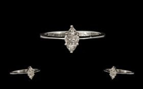 18ct White Gold Attractive Marquise Shaped Diamond Set Dress Ring marked 750 - 18 ct. The diamonds