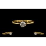 18ct Yellow Gold - Attractive Single Stone Diamond Ring,