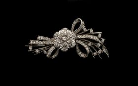 Art Deco Period Nice Quality Platinum & Diamond Set Flower Spray Brooch.