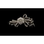 Art Deco Period Nice Quality Platinum & Diamond Set Flower Spray Brooch.