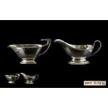 George VI Nice Quality Pair of Silver Sauce Boats ( 2 ) Hallmarks for Birmingham 1945, Makers S.W.