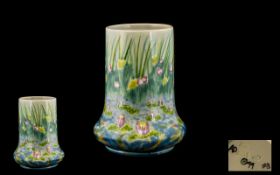 Cobridge Moorcroft Stone Ware Painted Lustre Vase, Decorated with Images of Water Lilies In a Pond,