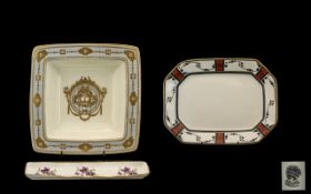 A Collection of Three Porcelain Items to include: a Burleigh Ware oval plate in Art Deco style,