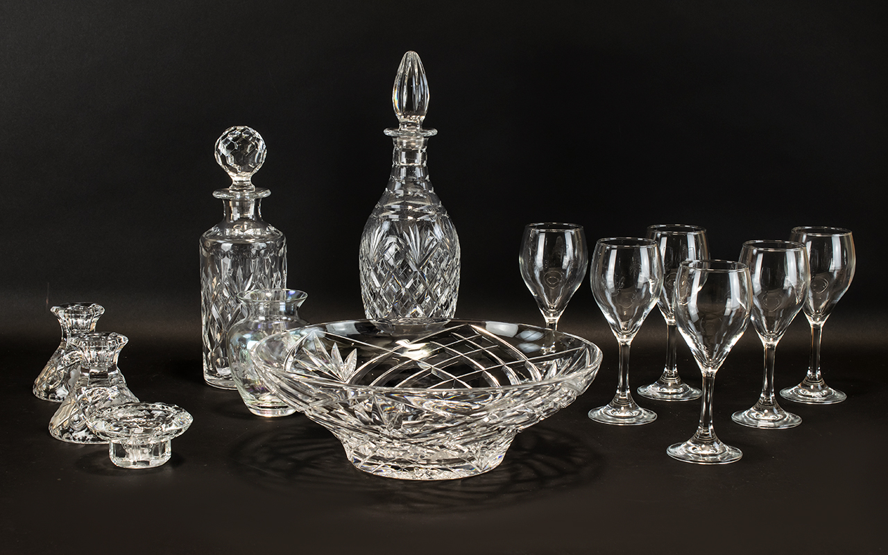 Drinkers Interest - Two Cut Glass Decanters & Glasses.