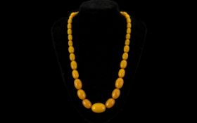 1920's - Butterscotch Amber Coloured Graduated Beaded Necklace. Please Confirm with Photo. 72 grams.