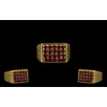 18ct Gold Superb Quality Ruby Set Dress Ring of Solid Construction.