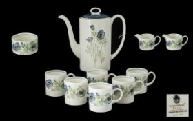 Wedgwood Susie Cooper Design 'Glen Mist' Coffee Set comprising coffee pot, six coffee cups,