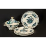 Mason's Ironstone ' Fruit Basket ' Tureen and Five Dinner Plates,