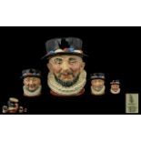 Royal Doulton Collection of Hand Painted Character Jugs ( 4 ) In Total - Regular Issue ' Beefeater