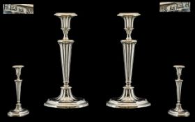 Queen Elizabeth - Pair of Solid Silver Regency Style Candlesticks of Wonderful Form / Shape.
