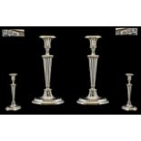 Queen Elizabeth - Pair of Solid Silver Regency Style Candlesticks of Wonderful Form / Shape.