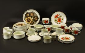 Two Part Teasets comprising Denby Westbury 6 cups, 5 saucers, 3 side plates, 4 medium plates,