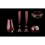 Collection of Whitefriars Ruby Glass five pieces in total,