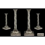 Pair Of Late Victorian Sterling Silver Table Candlesticks,