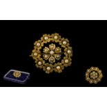 Antique Period 15ct Gold Superb Quality Small Brooch set with Seed Pearls.