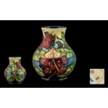 Moorcroft - Contemporary Designed Tube lined Globular Shaped Vase, Strawberries and Leafs Design.