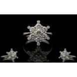 18ct White Gold Bespoke Superb Quality Diamond Set 'Starburst' Cluster Ring Of stunning appearance,