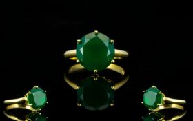 Green Onyx Solitaire Ring, a round cut green onyx of 5cts,