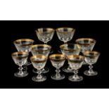 A Collection Of Bohemian Glass To Include Six Large Champagne And A Further Six Smaller Glasses.