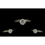 18ct White Gold and Platinum Set Nice Quality Single Stone Diamond Ring, Marked 18ct and Platinum,