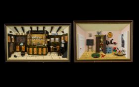 Deborah Pacy ( After ) Hand Painted and Original Frames - Dioramas ( 2 ) 1/ Child's Play Room 2/