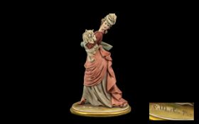 Capo-di-Monte Figure of a Lady in Late19thC Dress, signed B.