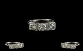 18ct White Gold Superb 3 Stone Diamond Dress Ring,