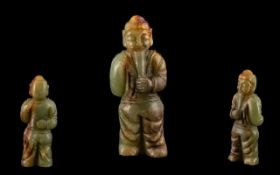 A Chinese Jadeite Stone Carved Figure. Height 5 inches.